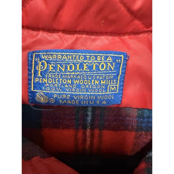 VINTAGE Pendleton Shirt Mens Medium Red Wool Plaid Long Sleeve Made in USA - Picture 5 of 6
